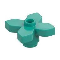 Plant, Flower 2 x 2 Leaves - Angular, Dark Turquoise