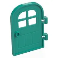 Door Right 4 x 6 with Curved Top, Bars, Dark Turquoise