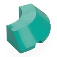 Brick Round Corner 4 x 4 x 1 with Bottom Cut Outs, No Studs, Flat Top, Dark Turquoise