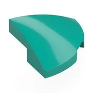 Brick Round Corner, Curved 2 x 2 x 2/3 Quarter Circle With 1 x 1 Bottom Cutout, Dark Turquoise