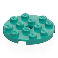 Plate Round 4 x 4 with Pin Hole, Dark Turquoise