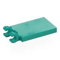 Tile Special 2 x 3 with 2 Clips without Tab between Clips, Dark Turquoise