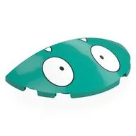Brick Round 3 x 6 Half Circle with Eyes and Teeth (Munchlax Face) Print, Dark Turquoise