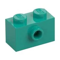 Brick Special 1 x 2 with 1 Center Stud on 1 Side, Bottom Stud Holder, Dark Turquoise