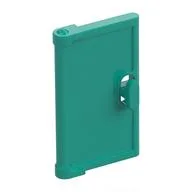 Door for Window Frame 1 x 4 x 3, Semicircular Handle Holes on Back, Dark Turquoise