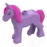 Animal, Foal, Long Mane Dark Pink with Black Eyes Print, Medium Lavender