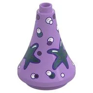 Duplo Building Roof Spire 3 x 3 x 3 with Azure Starfish, Bubbles Print, Medium Lavender