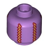 Minifig Head (No Face), Gold and Dark Red Zigzag Lines Print (Purse), Medium Lavender