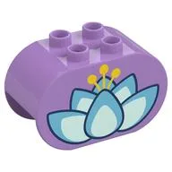 Duplo Brick 2 x 4 x 2 Rounded Ends with Lotus Flower Print, Medium Lavender