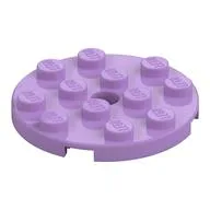 Plate Round 4 x 4 with Pin Hole, Medium Lavender