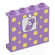 Panel 1 x 4 x 3 with Photo of Lavender Swaddled Baby, Yellow Stars on Wallpaper Print, Medium Lavender
