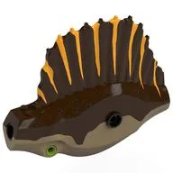 Animal Body Part, Dinosaur, Spinosaurus Body with Dark Tan Belly, Bright Light Orange Markings Print, Dark Brown