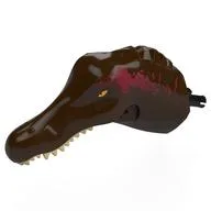 Animal Body Part, Dinosaur, Spinosaurus Head with White Teeth, Dark Red Markings Print, Dark Brown