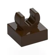 Tile Special 1 x 1 with Clip with Rounded Edges, Dark Brown