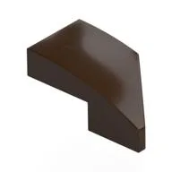 Brick Wedged, Curved 2 x 1 with Stud Notch Left, Dark Brown