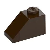 Brick Sloped 45° 2 x 1 with Bottom Pin, Dark Brown