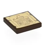 Tile 2 x 2 with Drawing of Castle on Tan Background Print, Dark Brown