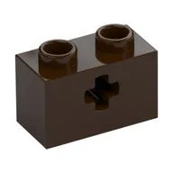 Technic Brick 1 x 2 with Axle Hole Type 1 [+ Opening] and Bottom Pin, Dark Brown
