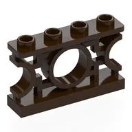 Fence 1 x 4 x 2 Ornamental Asian Lattice Round with 4 Studs, Dark Brown