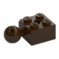 Technic Brick Special 2 x 2 with Ball and Axle Hole, with 6 Holes in Ball, Dark Brown
