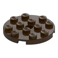 Plate Round 4 x 4 with Pin Hole, Dark Brown