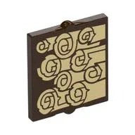 Glass for Window 1 x 2 x 2 Flat with Tan Scrolls Print, Dark Brown