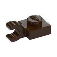 Plate Special 1 x 1 with Clip Horizontal [Thick Open O Clip], Dark Brown
