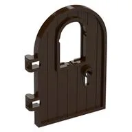 Door 1 x 4 x 6 Round Top with Window and Keyhole, Reinforced Edge, Dark Brown
