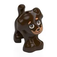 Animal, Dog, Small Standing with Medium Nougat Face, Eyebrows Print, Dark Brown