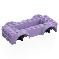 Vehicle Base 4 x 10 x 2 1/2 with Mudguards, Wheel Pins and 6 x 2 Centre Recess with 3 Holes, Black Wheel Holders, Lavender
