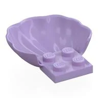 Animal Body Part, Clam / Scallop Half Shell with 4 Studs, Lavender