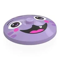Dish 4 x 4 Inverted [Radar] with Cat Face, Open Mouth, Fang Lavender Streaks Print, Lavender