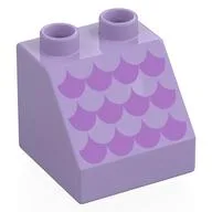 Duplo Brick 2 x 2 Slope 45° with Medium Lavender Scallops Print, Lavender