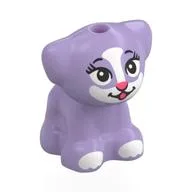 Animal, Dog Pup with White Face, Paws, Dark Pink Nose, Mouth Print, Lavender
