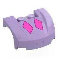Vehicle Body, Wheel Arch / Mudguard 3 x 4 x 1 2/3 Low Profile, Curved Front with Dark Pink Diamond, Lavender Spots Print, Lavender