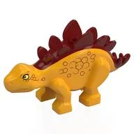 Animal, Dinosaur, Stegosaurus Small Bright Light Orange with Dark Red Spots Print, Dark Red