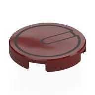 Tile Round 2 x 2 with Black Hinge/Hatch Print, Dark Red