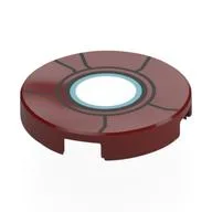 Tile Round 2 x 2 with White/Medium Blue Repulsor Print, Dark Red