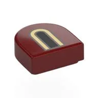 Tile Round 1 x 1 Half Circle with Black/Tan Windows Print, Dark Red