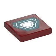 Tile 2 x 2 with Sand Green/White Rectangle Arc Reactor Print, Dark Red