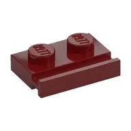 Plate Special 1 x 2 with Door Rail, Dark Red