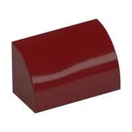 Brick Curved 1 x 2 x 1 No Studs, Dark Red