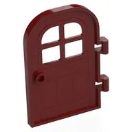 Door Right 4 x 6 with Curved Top, Bars, Dark Red