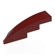 Brick Wedged, Curved 1 x 4 with Stud Notch Right, Dark Red