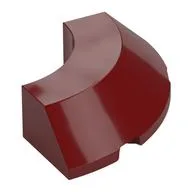 Brick Round Corner 4 x 4 x 1 with Bottom Cut Outs, No Studs, Flat Top, Dark Red
