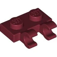 Plate Special 1 x 2 with Clips Horizontal [Open O Clips], Dark Red