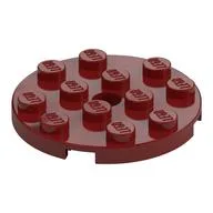 Plate Round 4 x 4 with Pin Hole, Dark Red