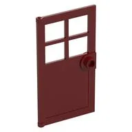Door 1 x 4 x 6 with 4 Panes and Stud Handle, Dark Red