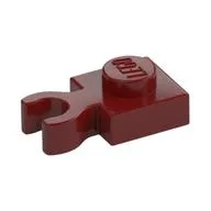 Plate Special 1 x 1 with Clip Vertical [Thick Open O Clip], Dark Red