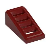 Brick Sloped 18° 2 x 1 x 2/3 with 4 Slots / Grate, Dark Red